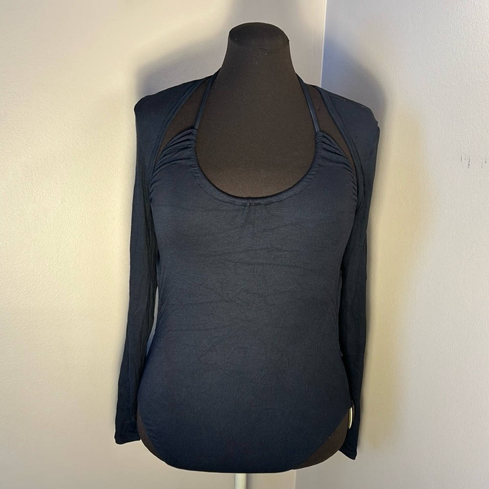 PARADE Black 2 Piece Halter Bodysuit with Side Cutouts